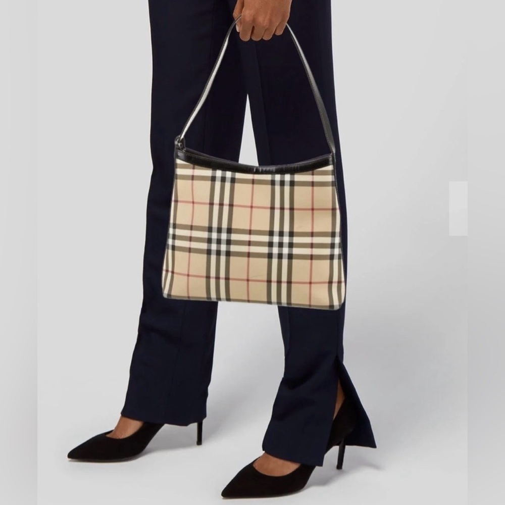 Burberry London Beige and Black Checkered Tote